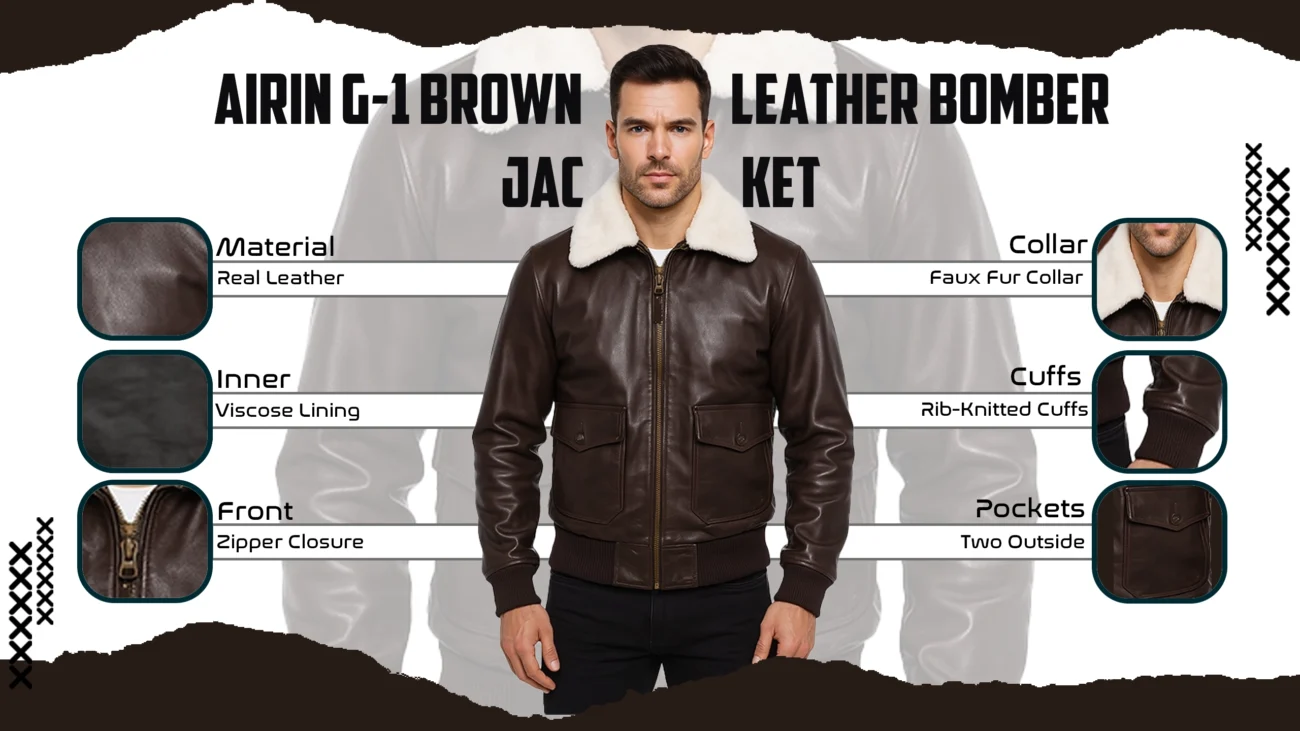 Airin G-1 Brown Leather Bomber Jacket
