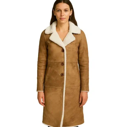 Alina Brown Leather Shearling Coat