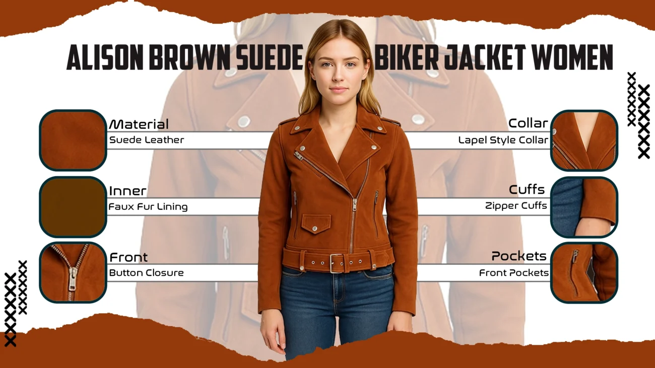 Alison Brown Suede Biker Jacket Women