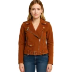Alison Brown Suede Biker Jacket Women