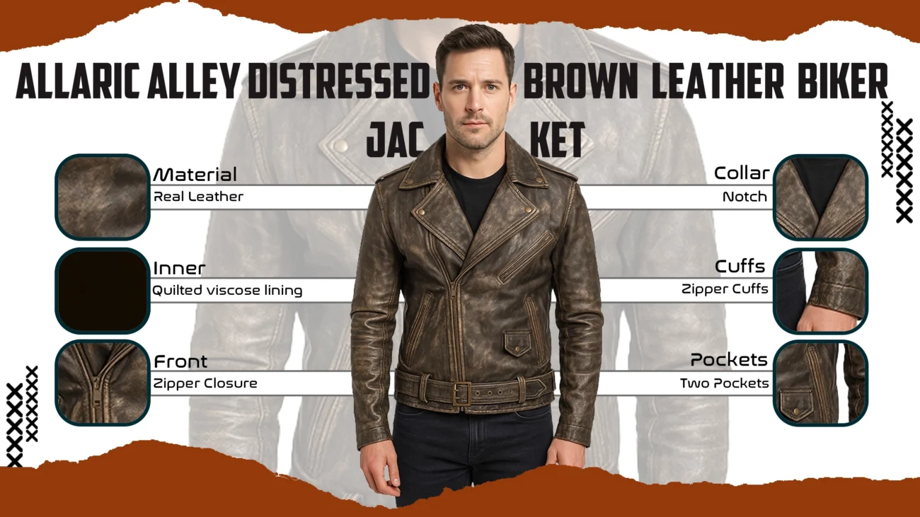 Allaric Alley Distressed Brown Leather Biker Jacket