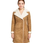 Amie Distressed Brown Double Breasted Shearling Coat