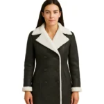 Amie – Black Double Breasted Shearling Coat