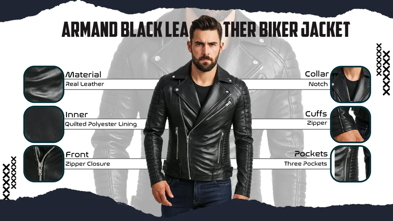 Armand Black Leather Biker Jacket