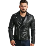 Armand Black Leather Biker Jacket