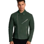 Armand Green Suede Biker Jacket