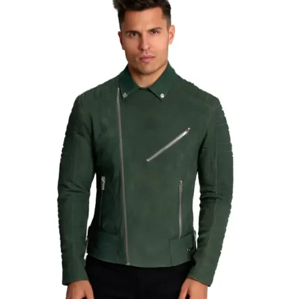 Armand Green Suede Biker Jacket