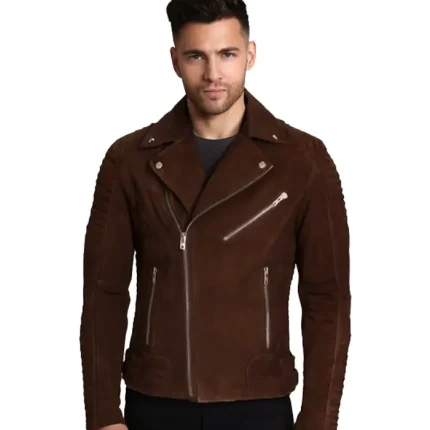 Armand Mocha Suede bROWN Biker Jacket