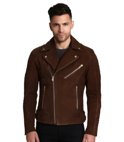 Armand Mocha Suede bROWN Biker Jacket