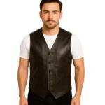 Auden Black Leather Vest