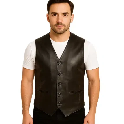 Auden Black Leather Vest
