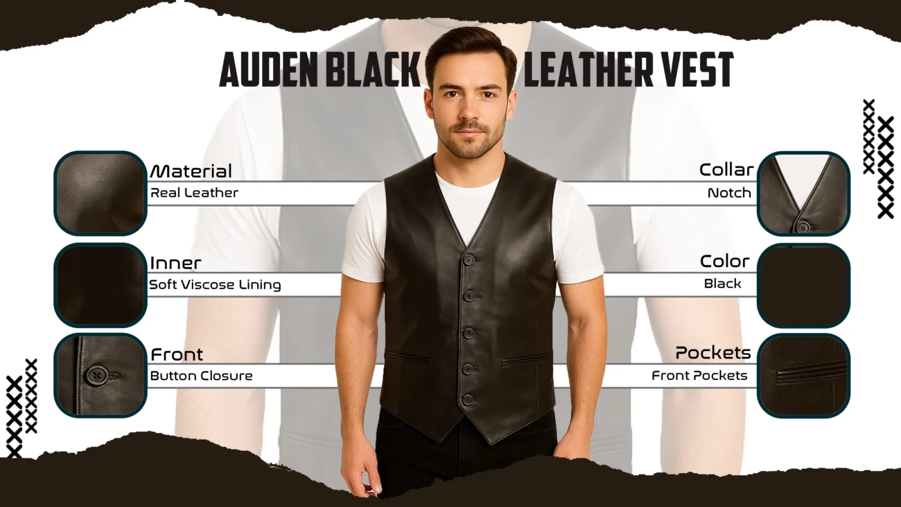 Auden Black Leather Vest
