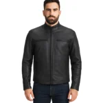 Austere Matte Black Leather Biker Jacket
