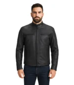 Austere Matte Black Leather Biker Jacket