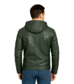 Baston Leather Bomber Jacket with Hood
