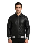 Black Varsity Jacket Leather