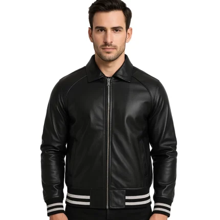Black Varsity Jacket Leather