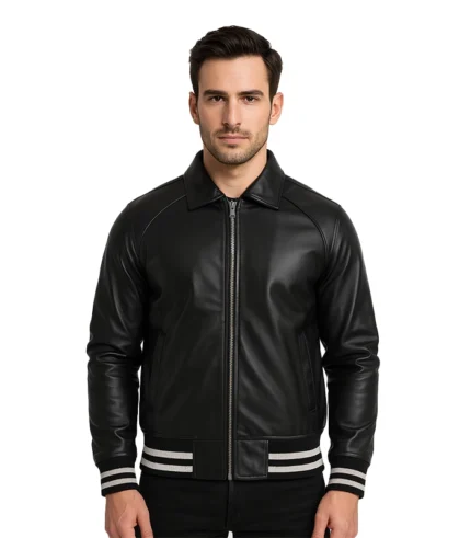 Black Varsity Jacket Leather