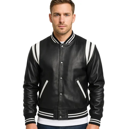 Black Varsity Jacket Leather