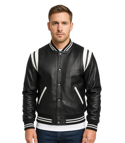 Black Varsity Jacket Leather