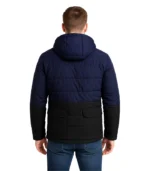Black and Blue Hooded Puffer Jacket