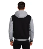 Black and Grey Varsity Jacket with Hood