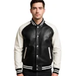 Black and White Leather Varsity Jacket