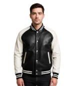 Black and White Leather Varsity Jacket
