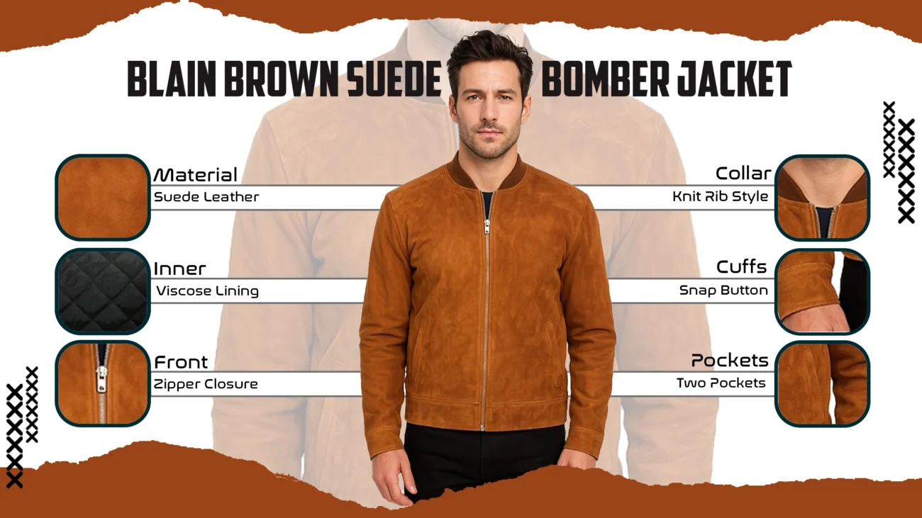 Blain Brown Suede Bomber Jacket