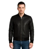 Bliss Black Leather Bomber Jacket Womens