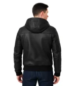 Bouncer Biz - Black Leather Bomber Jacket