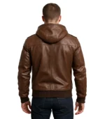 Bouncer Biz – Brown Leather Bomber Jacket b