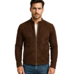 Brown suede biker jacket mens