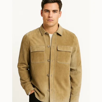 Button-Up Suede Shirt Jacket