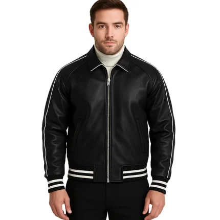 Cooper Black Varsity Jacket Leather