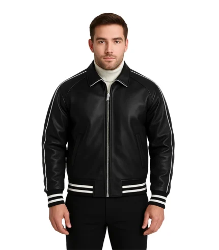 Cooper Black Varsity Jacket Leather