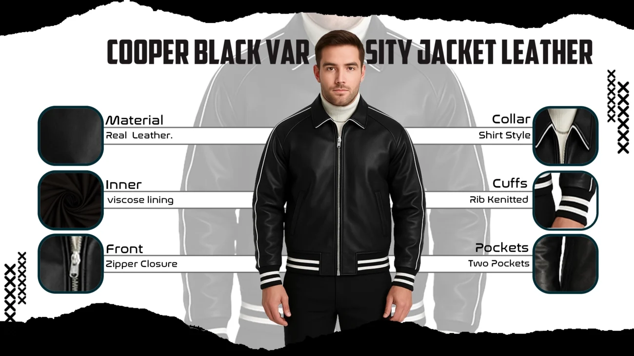 Cooper Black Varsity Jacket Leather