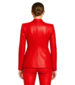 Crimson Embrace Red Faux Leather Blazer