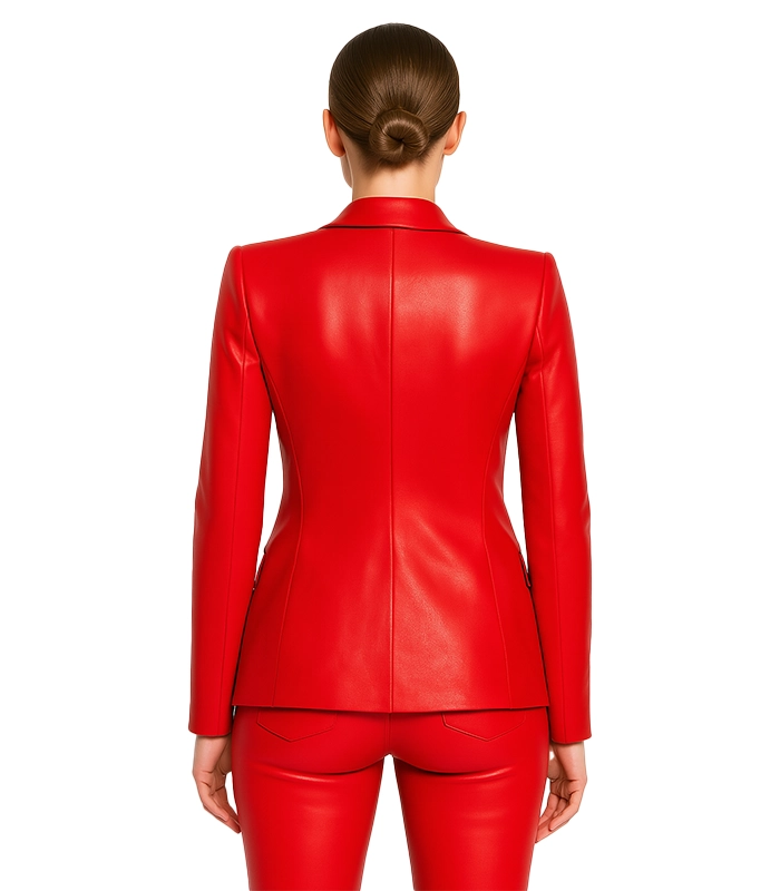 Crimson Embrace Red Faux Leather Blazer Crimson Embrace Red Faux Leather Blazer