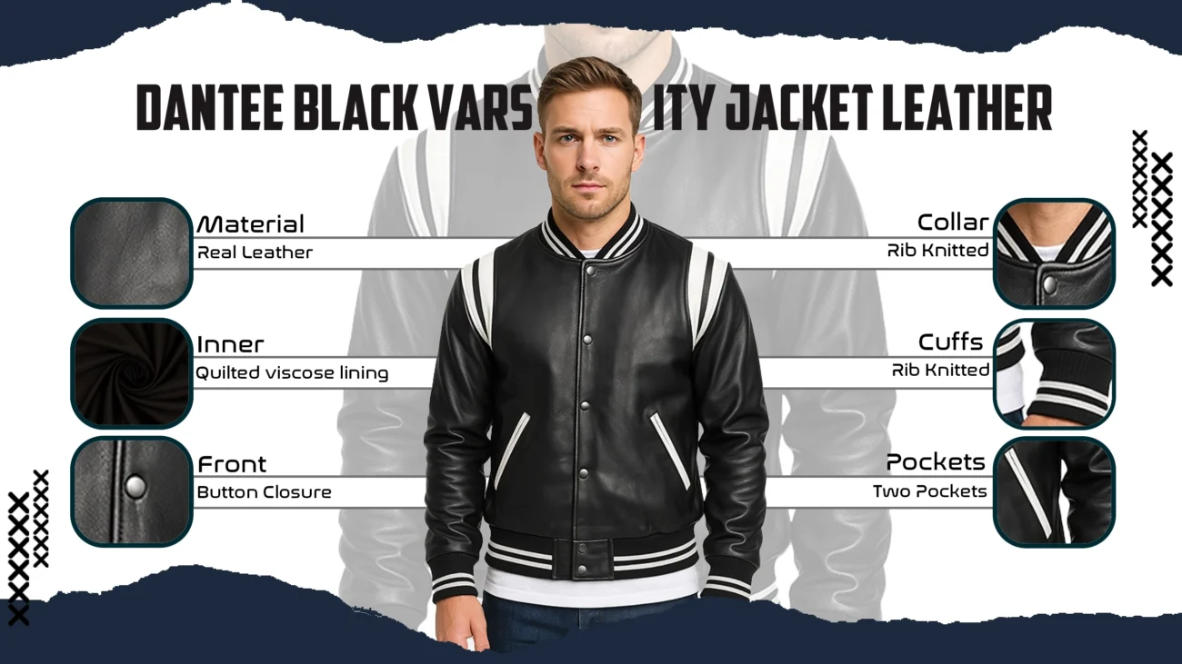 Dantee Black Varsity Jacket Leather