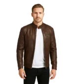 Dean Brown Leather Biker Jacket