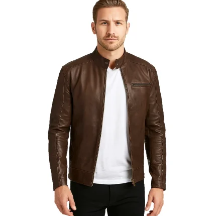 Dean Brown Leather Biker Jacket