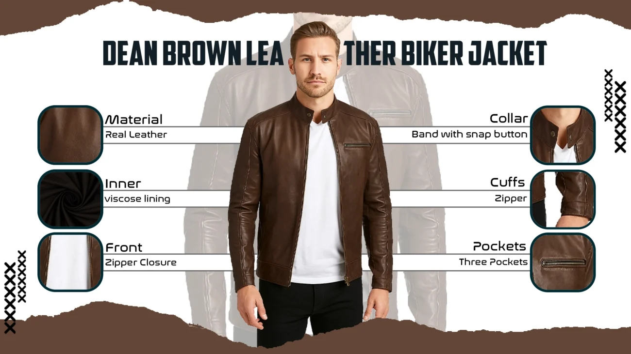 Dean Brown Leather Biker Jacket