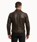Distressed Brown Leather Biker Jacket