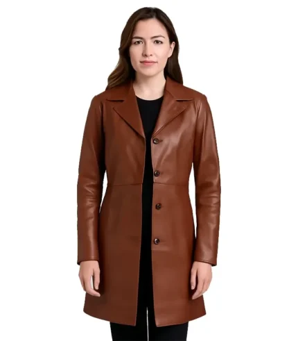 Don Long Brown Leather Coat Mens