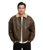 Faux Leather Flight Jacket Men