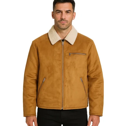 Faux Shearling-Lined Faux Suede Jacket