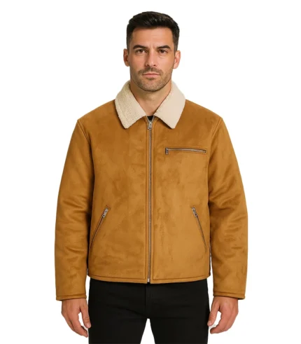 Faux Shearling-Lined Faux Suede Jacket