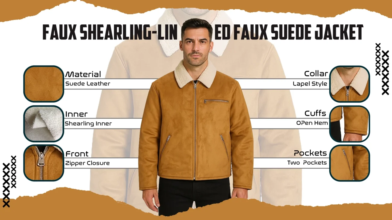 Faux Shearling-Lined Faux Suede Jacket