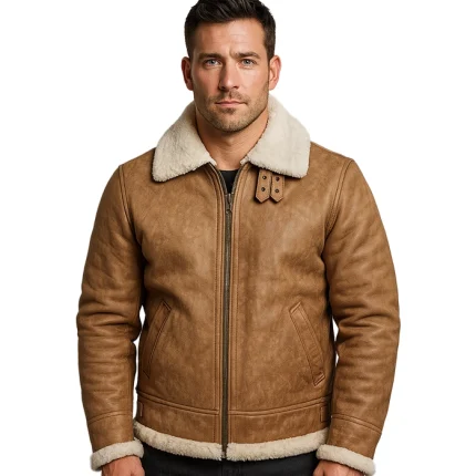 Francis B-3 Brown Distressed Leather Bomber Jacket